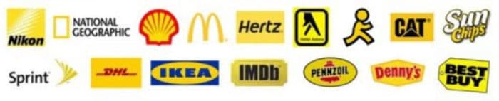 kleur in je bedrijf - gele merk logos